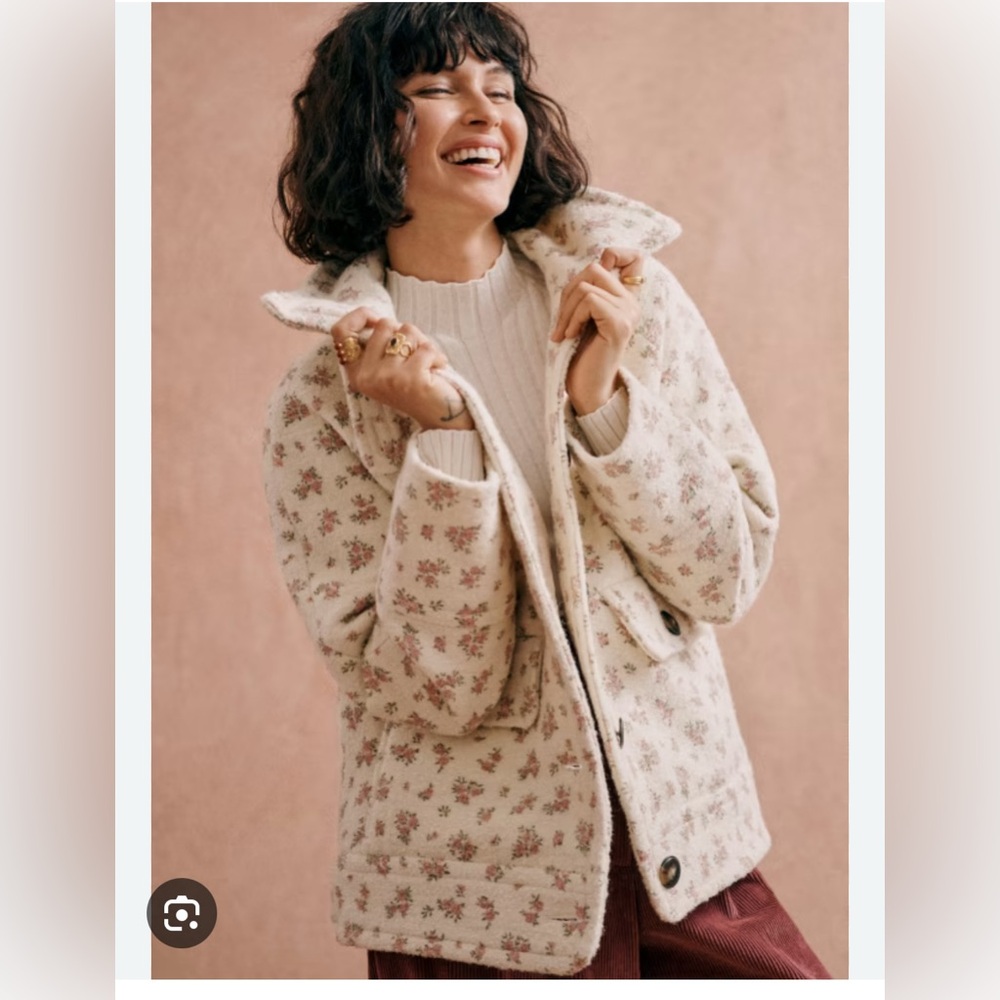 Sezane Léo Coat Little Roses Print - Size 2/34 EUC!